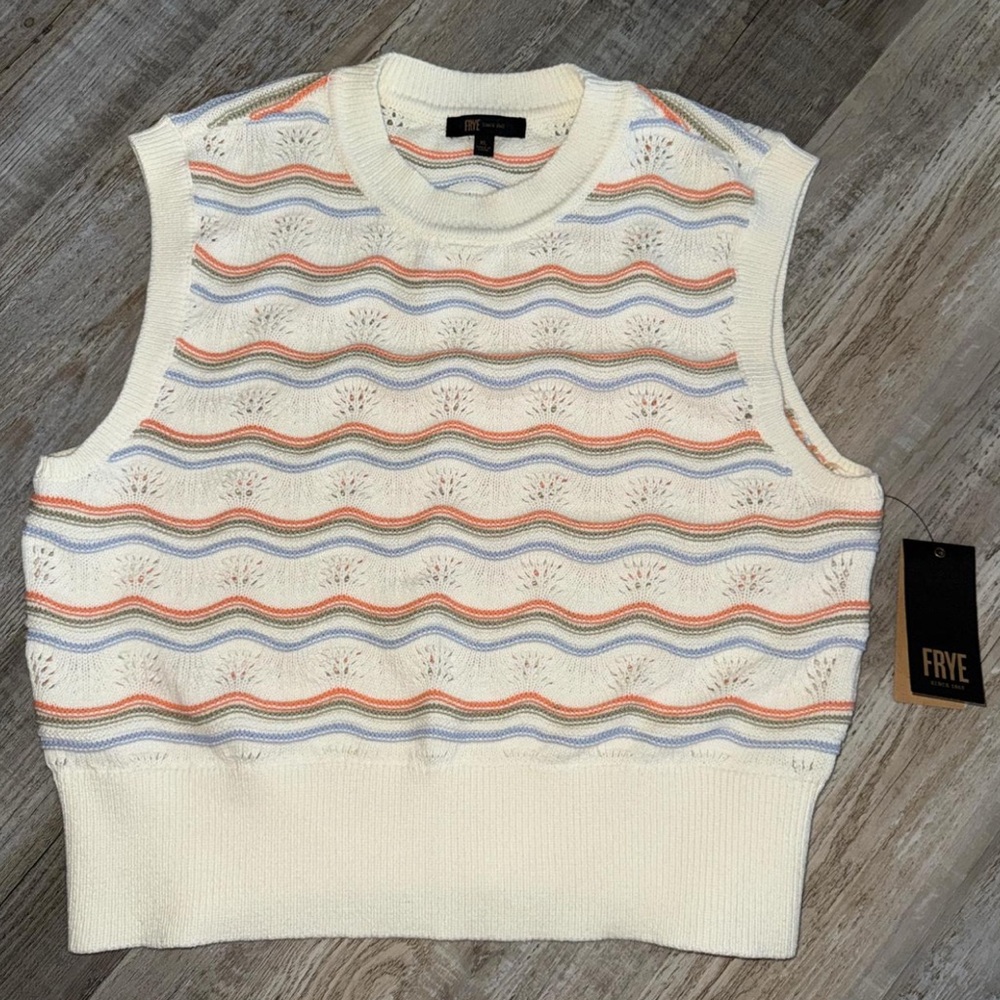 Frye Sleeveless Knit Sweater with Multicolor Stripes